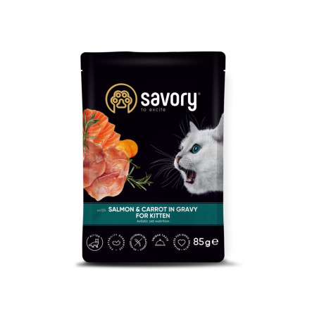Savory Kitten Pouch with Salmon & Carrot in Gravy 85 г